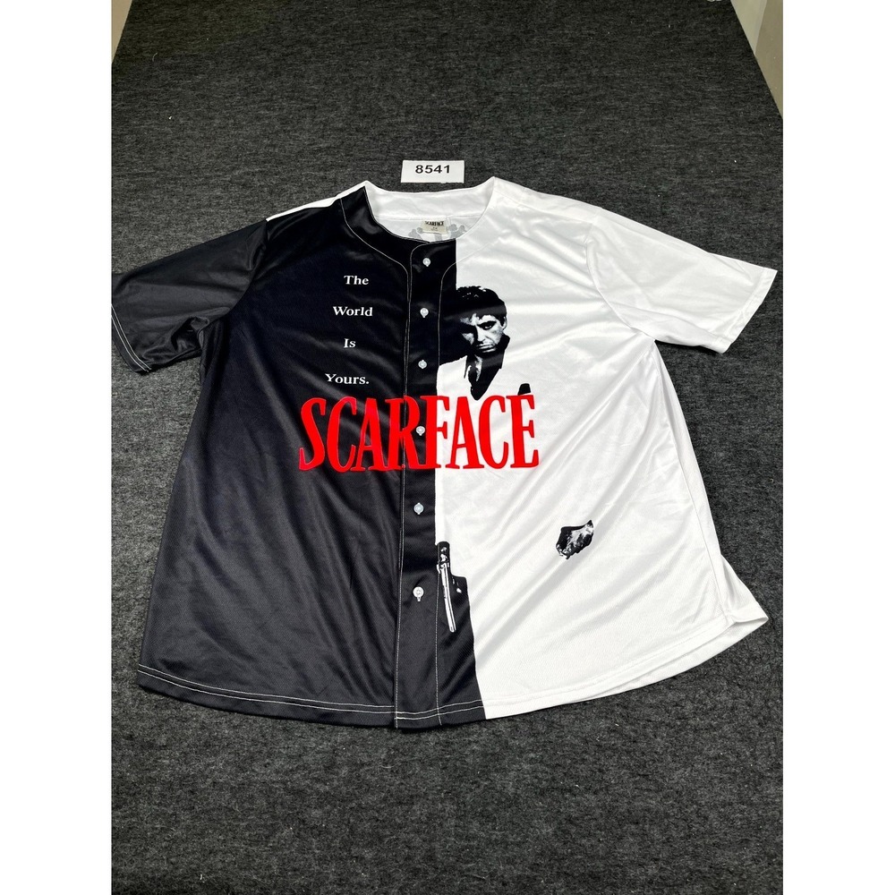Scarface Baseball Jersey Mens 2X Black White Tony Montana The World Is Yours